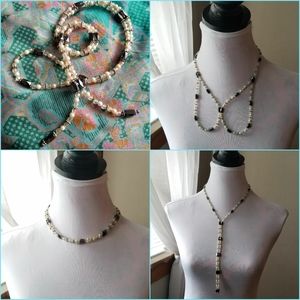 Necklace Magnetic Hematite clear white bead beaded